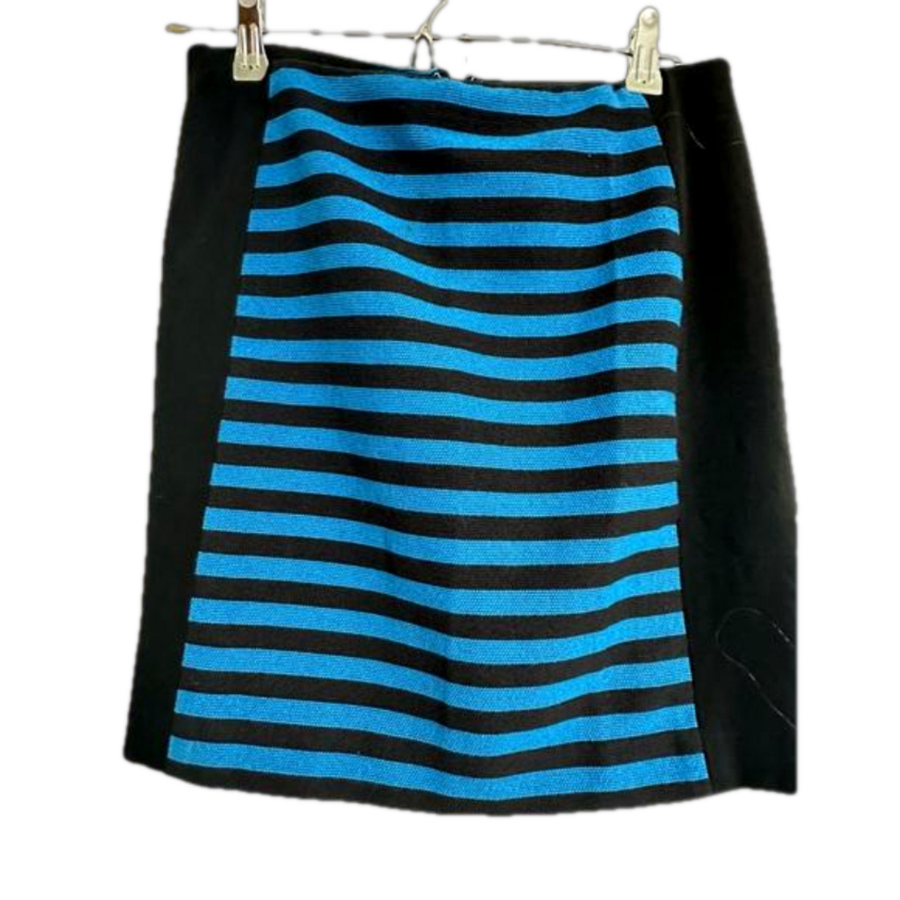 Ann Taylor Blue and Black Striped Mini Skirt | 4P